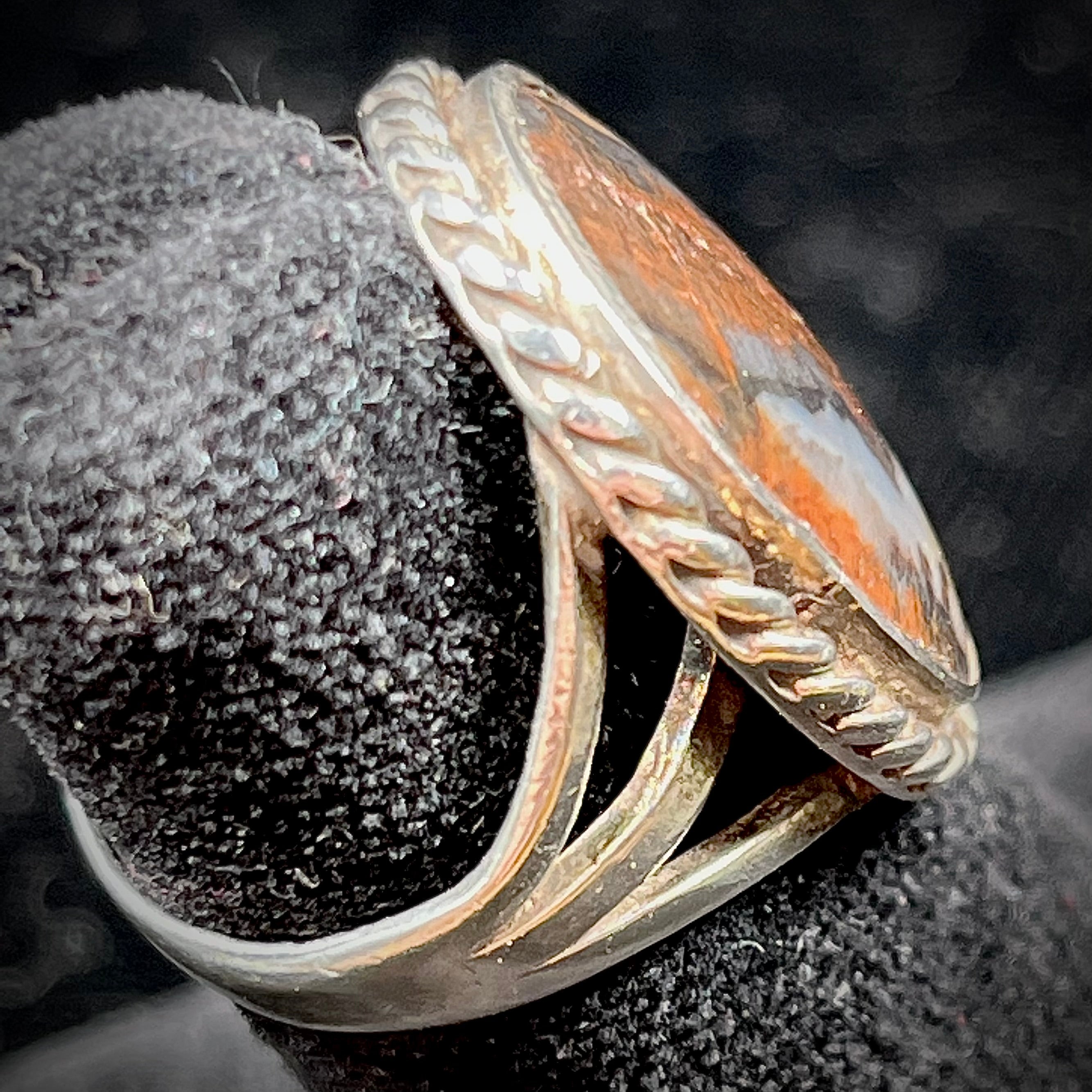 Handmade Silver Plume Agate Rope Bezel Ring | Burton's – Burton's