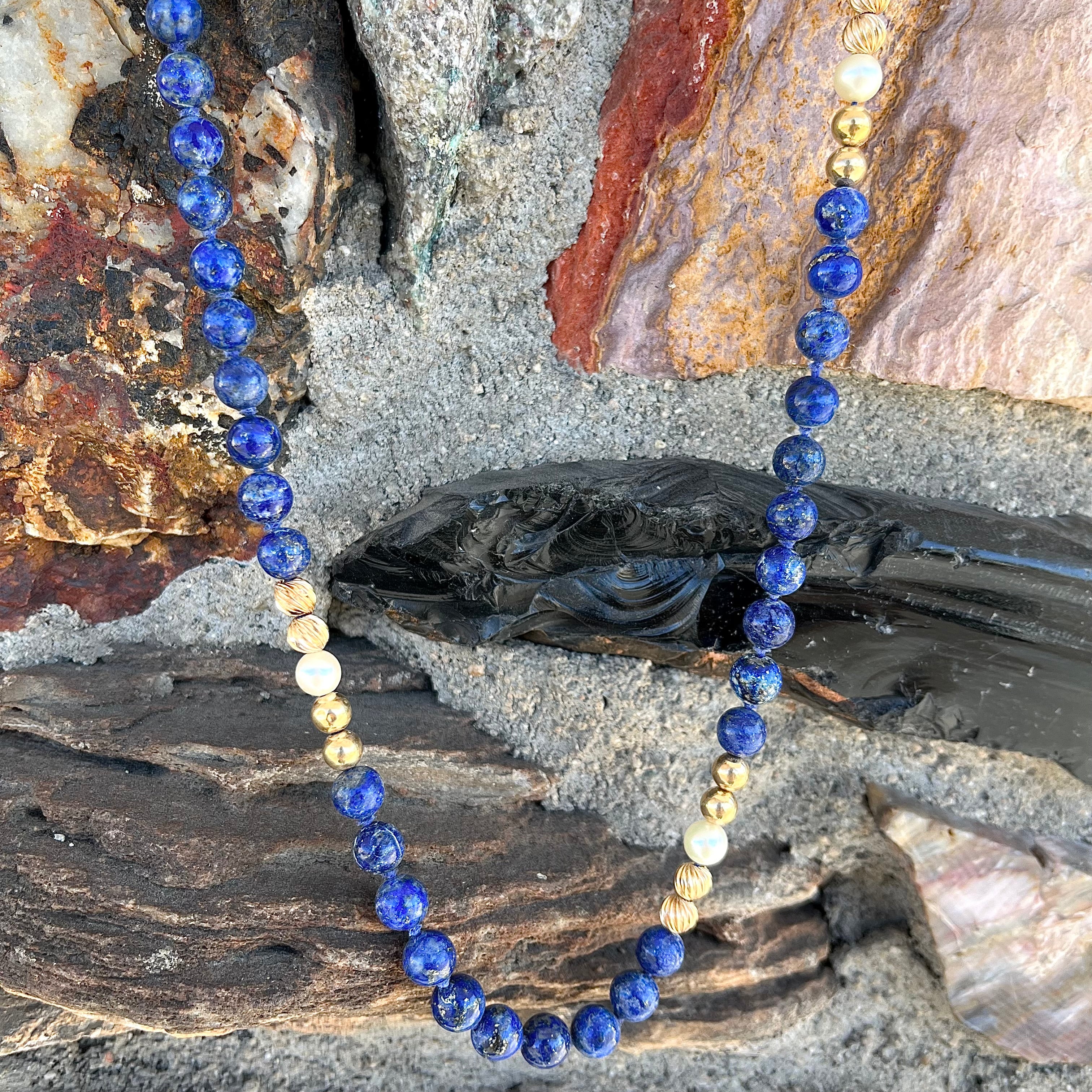 Lapis sales beaded necklace