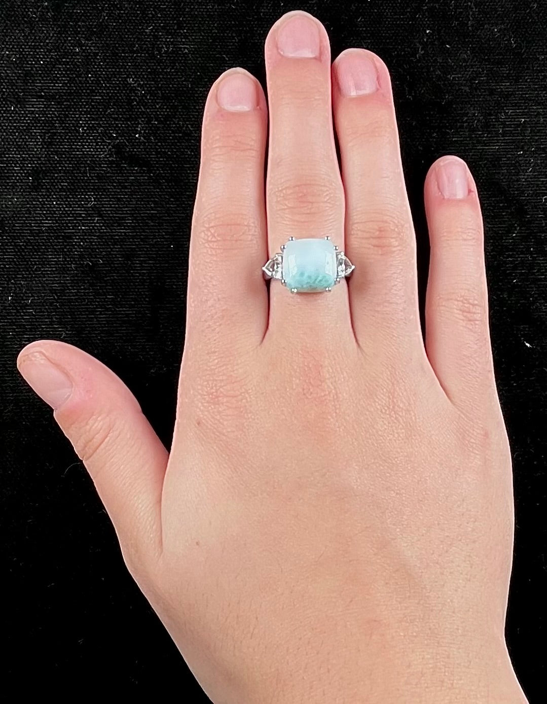 Larimar and White Topaz Ring | Sterling Silver