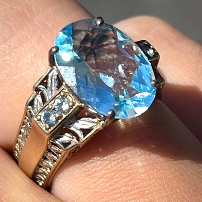 Blue Topaz Euro Shank Ring | Sterling Silver