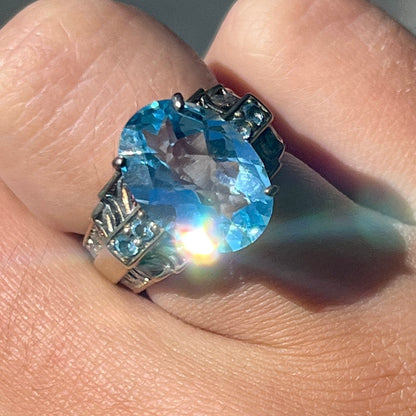 Blue Topaz Euro Shank Ring | Sterling Silver