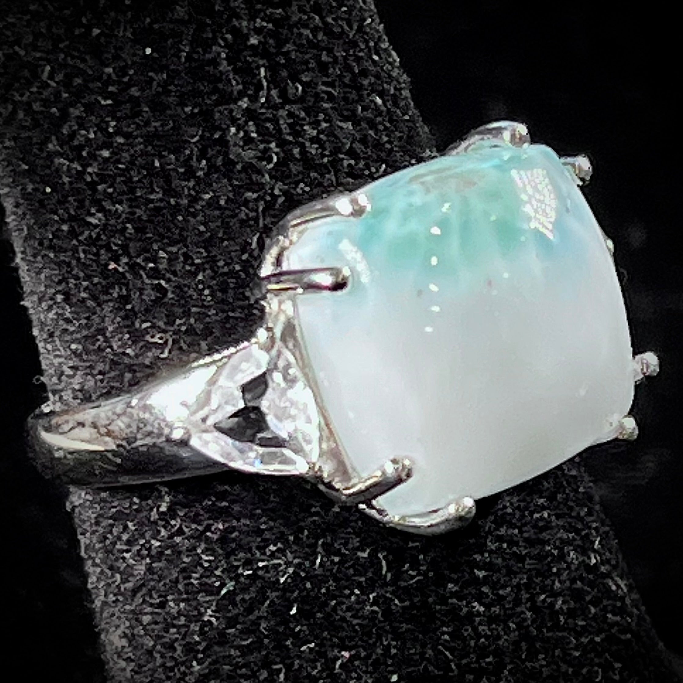 Larimar and White Topaz Ring | Sterling Silver