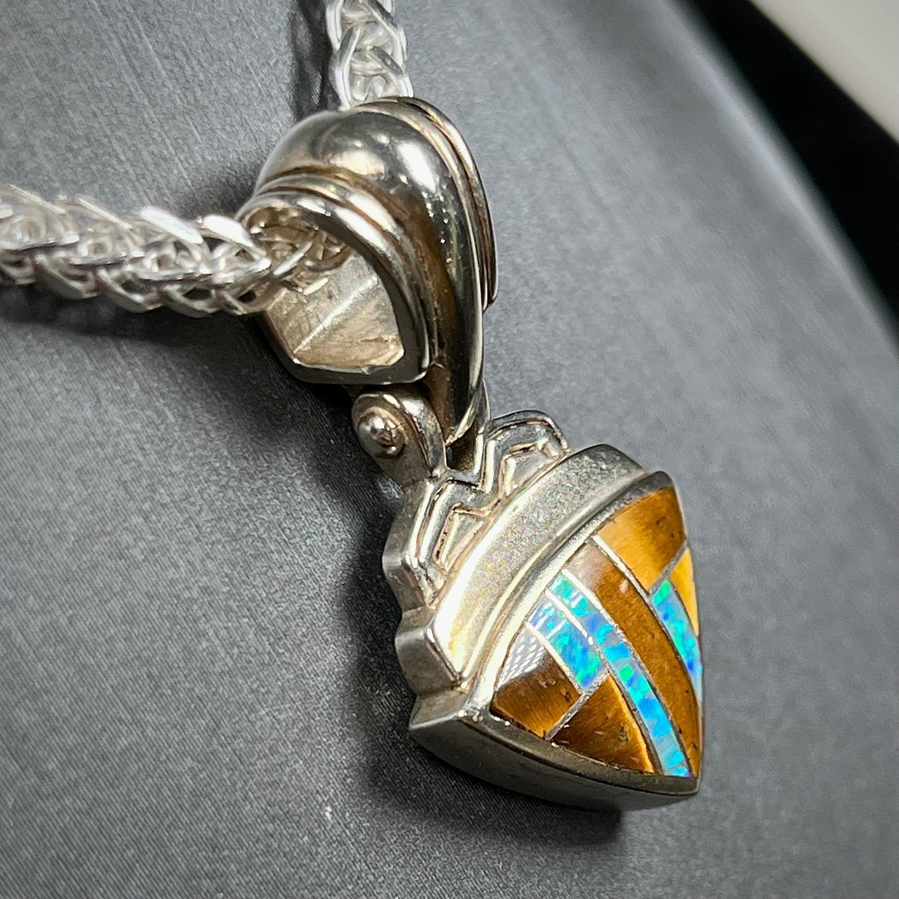 Insanely heavy on sale vintage signed sterling silver, tigers eye and turquoise pendant