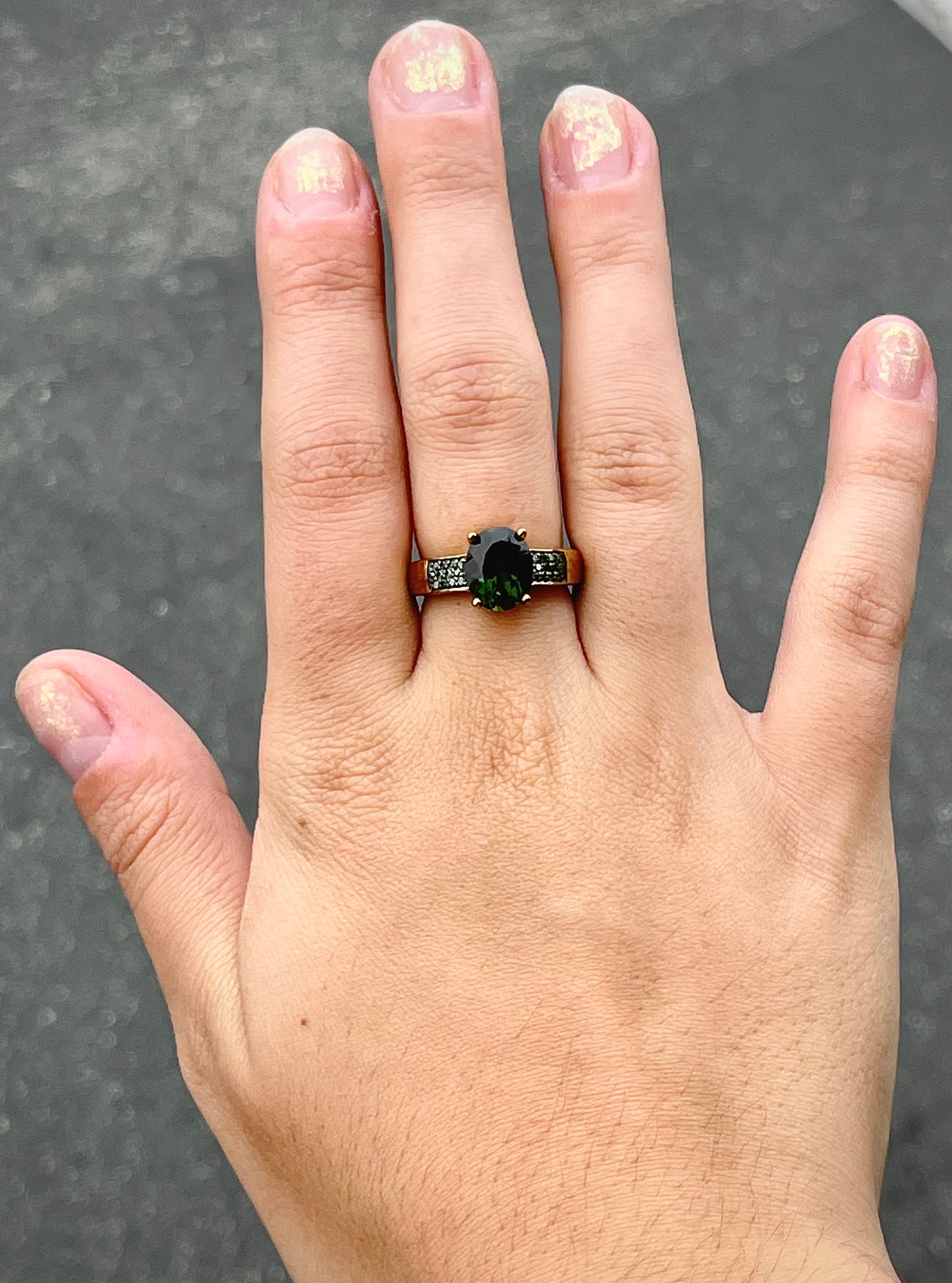 Chrome Diopside and Diamond Ring | Sterling Silver