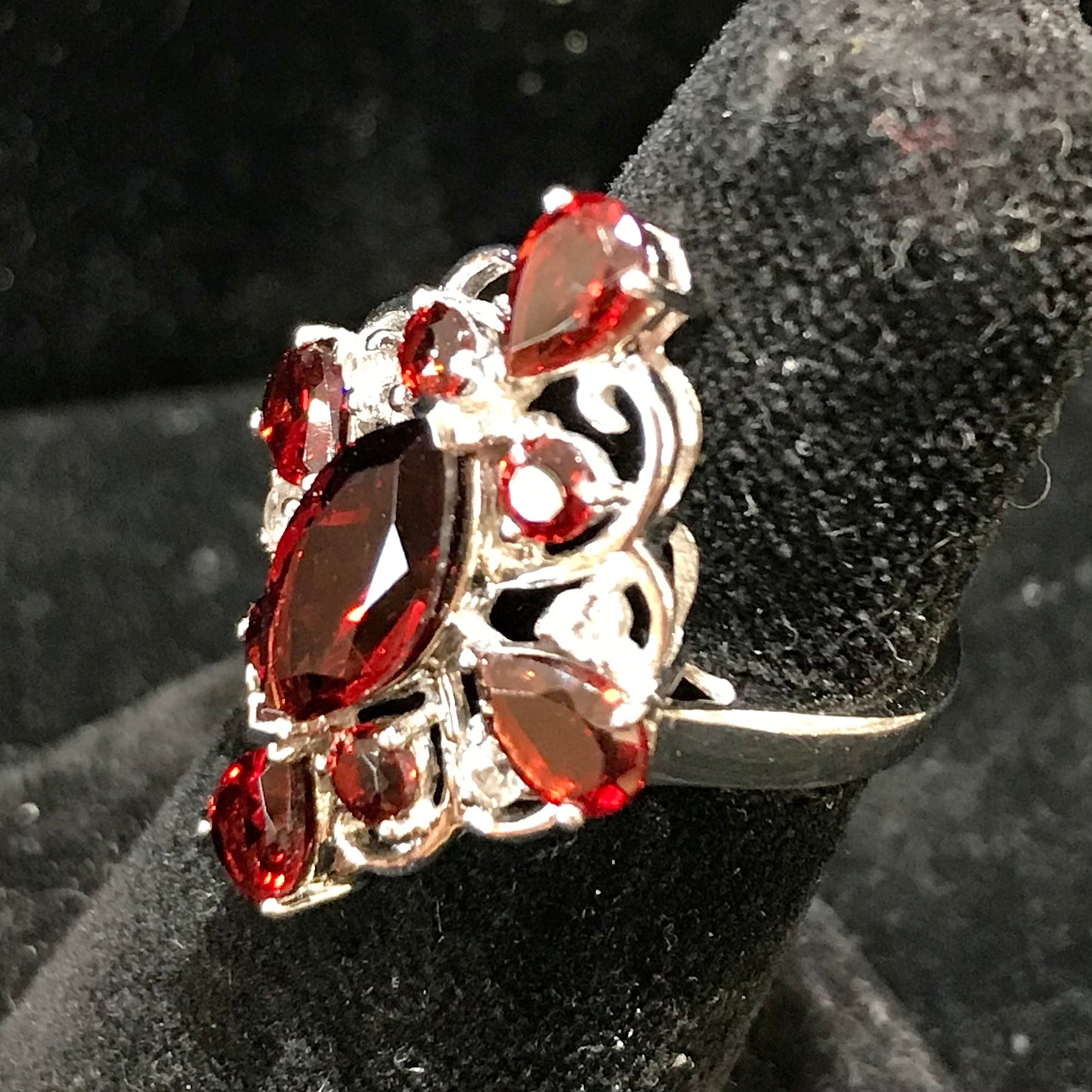 Garnet and Sapphire Ring | Sterling Silver