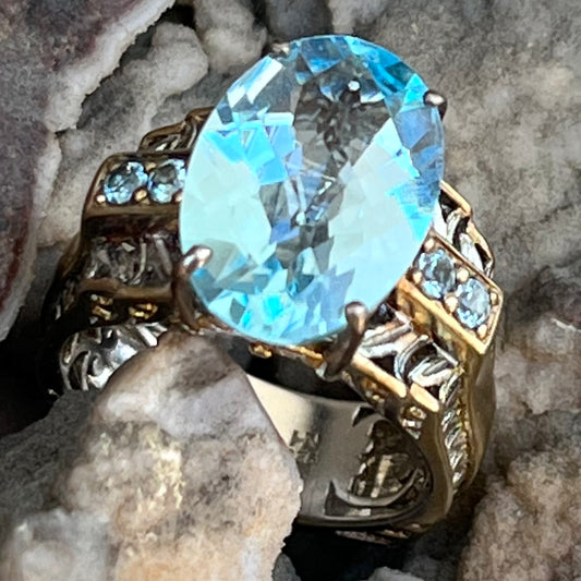 Blue Topaz Euro Shank Ring | Sterling Silver