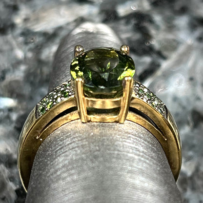 Chrome Diopside and Diamond Ring | Sterling Silver