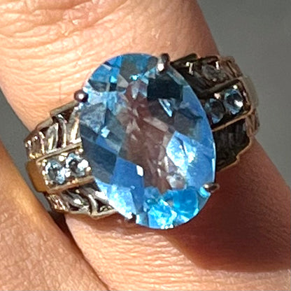 Blue Topaz Euro Shank Ring | Sterling Silver