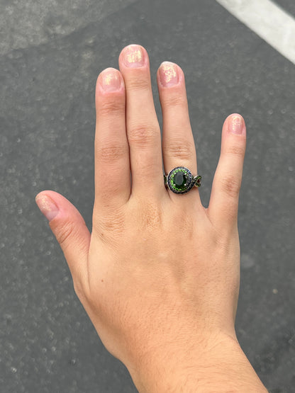 Chrome Diopside & Sapphire Ring | Sterling Silver