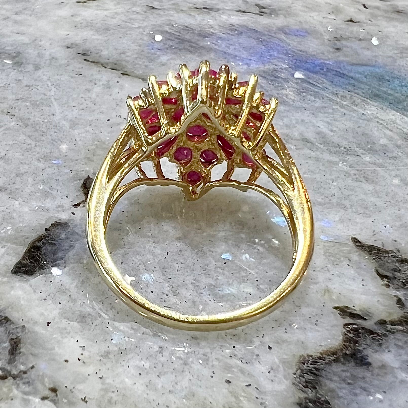 Ruby cluster ring yellow shop gold