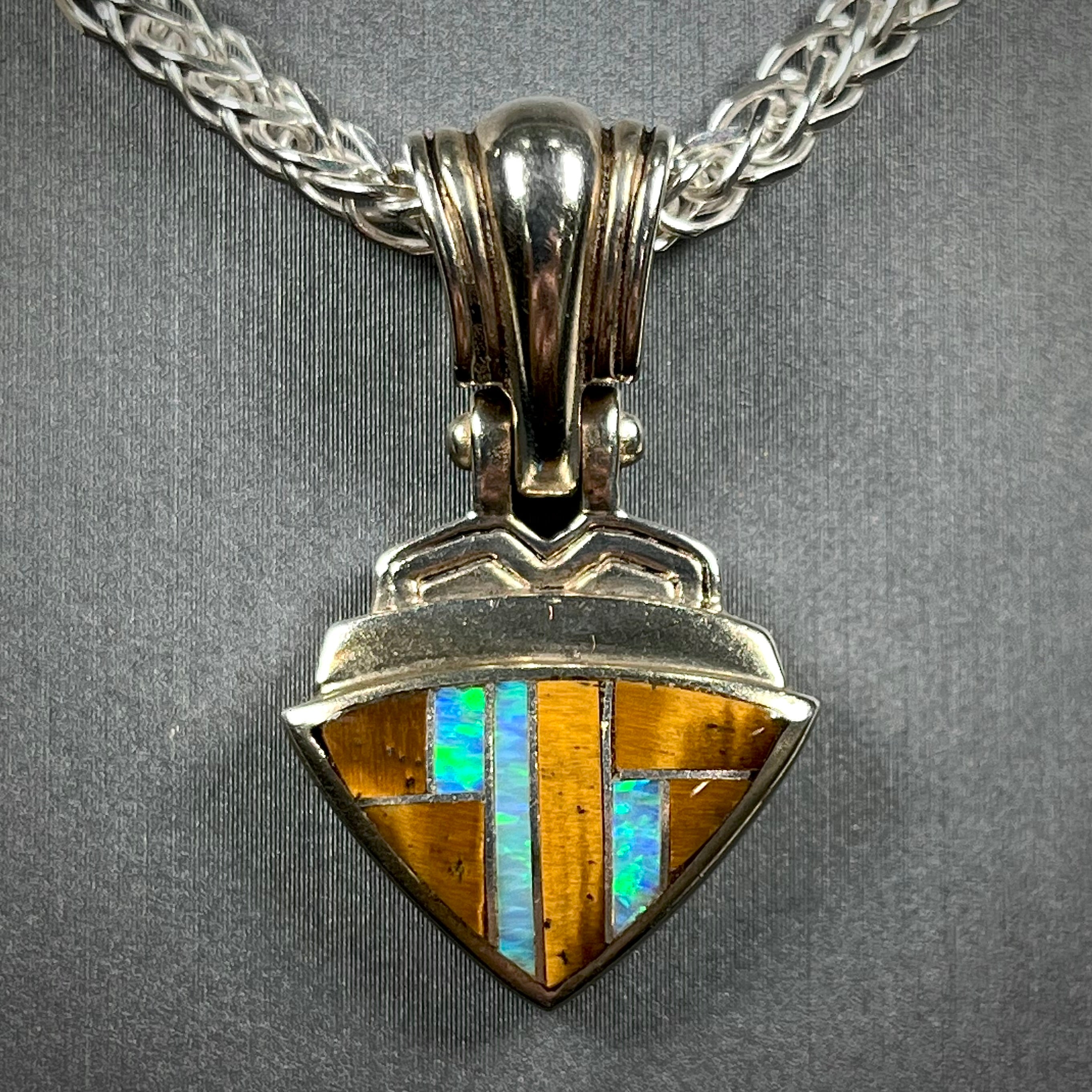 Sunburst Handcrafts Inc. Navajo Tiger's Eye Inlay Pendant 