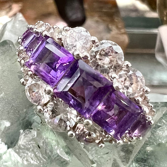 Amethyst & CZ Ring | Sterling Silver