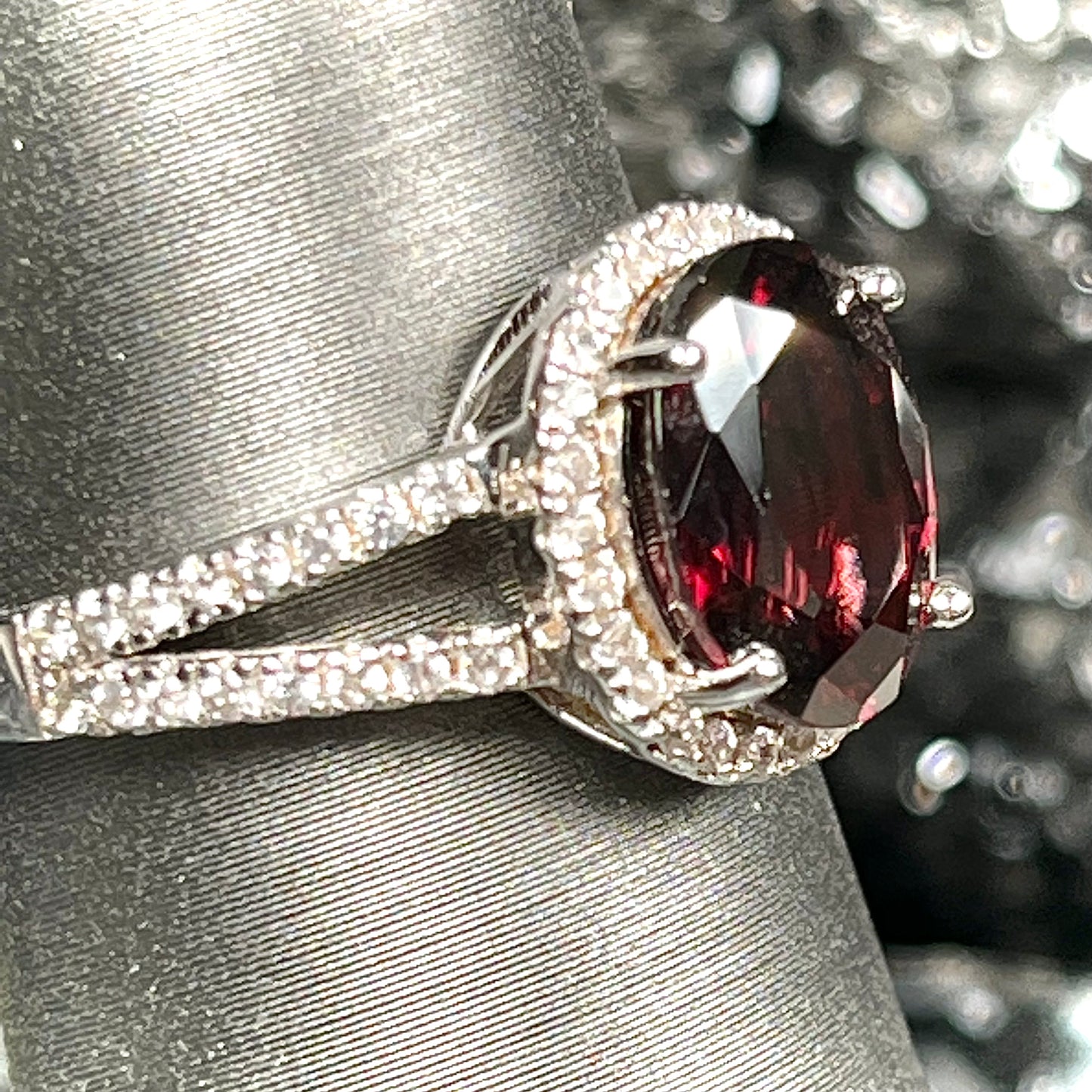 Garnet and Cubic Zirconia Ring | Sterling Silver