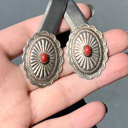 Coral Concho Earrings | Sterling Silver