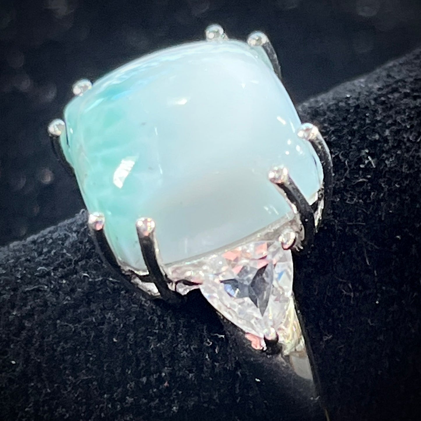 Larimar and White Topaz Ring | Sterling Silver