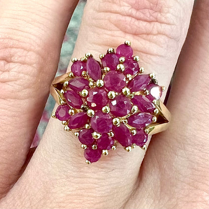 Burma Ruby Cluster Ring | 10kt