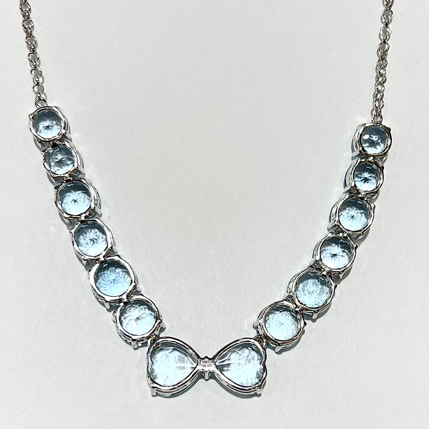 Spectacular aquamarine and blue topaz hot beaded necklace with beautiful sparkling zircon toggle clasp in 925 silver