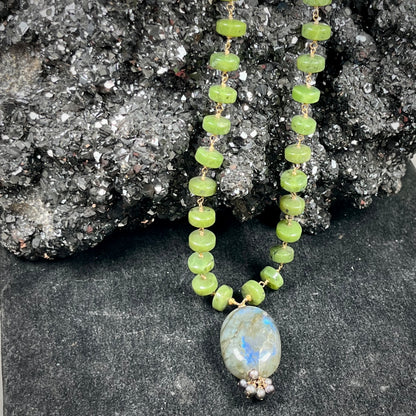 Labradorite and Jade Necklace