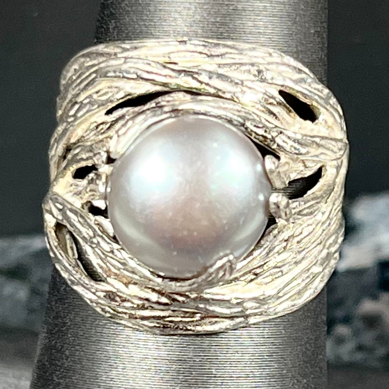 Organic Style Pearl Ring | Sterling Silver