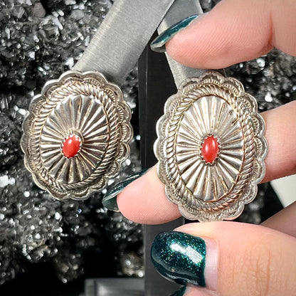 Coral Concho Earrings | Sterling Silver