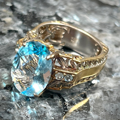 Blue Topaz Euro Shank Ring | Sterling Silver