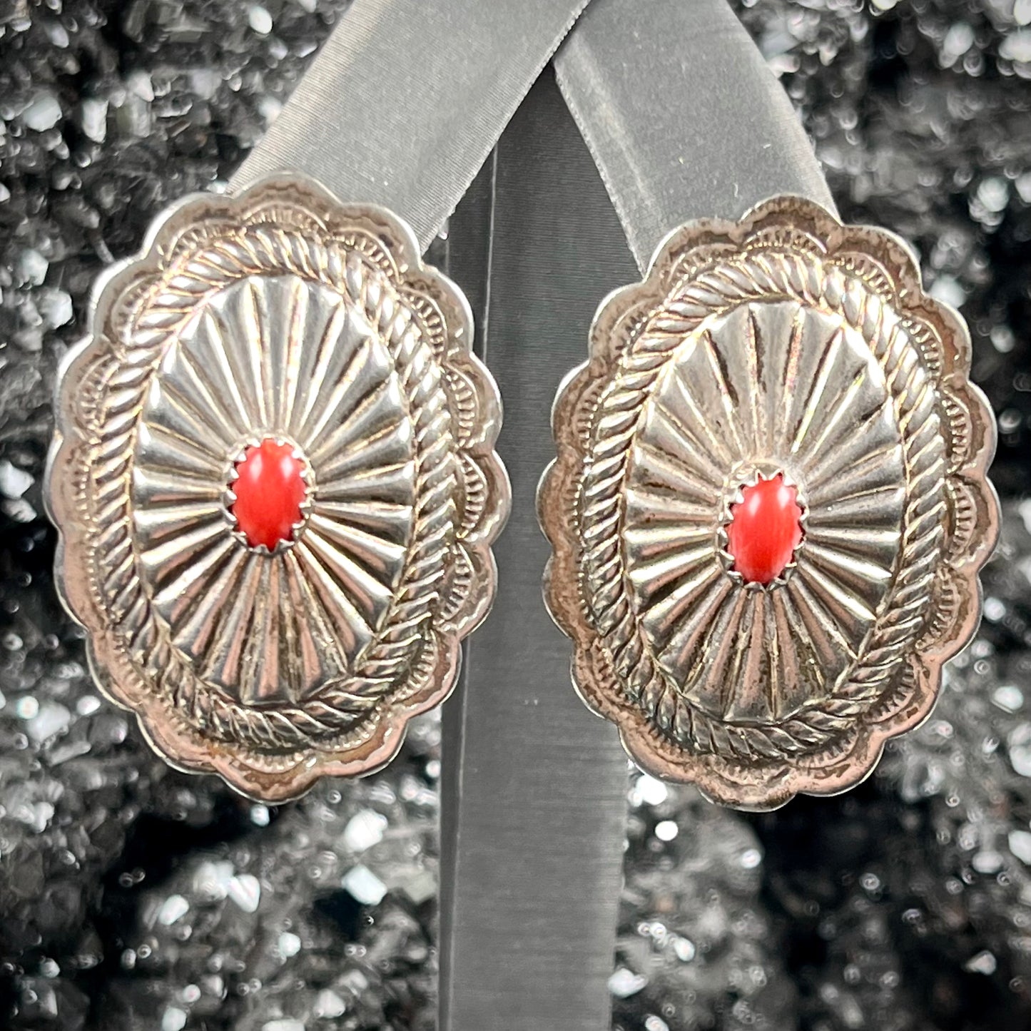 Coral Concho Earrings | Sterling Silver