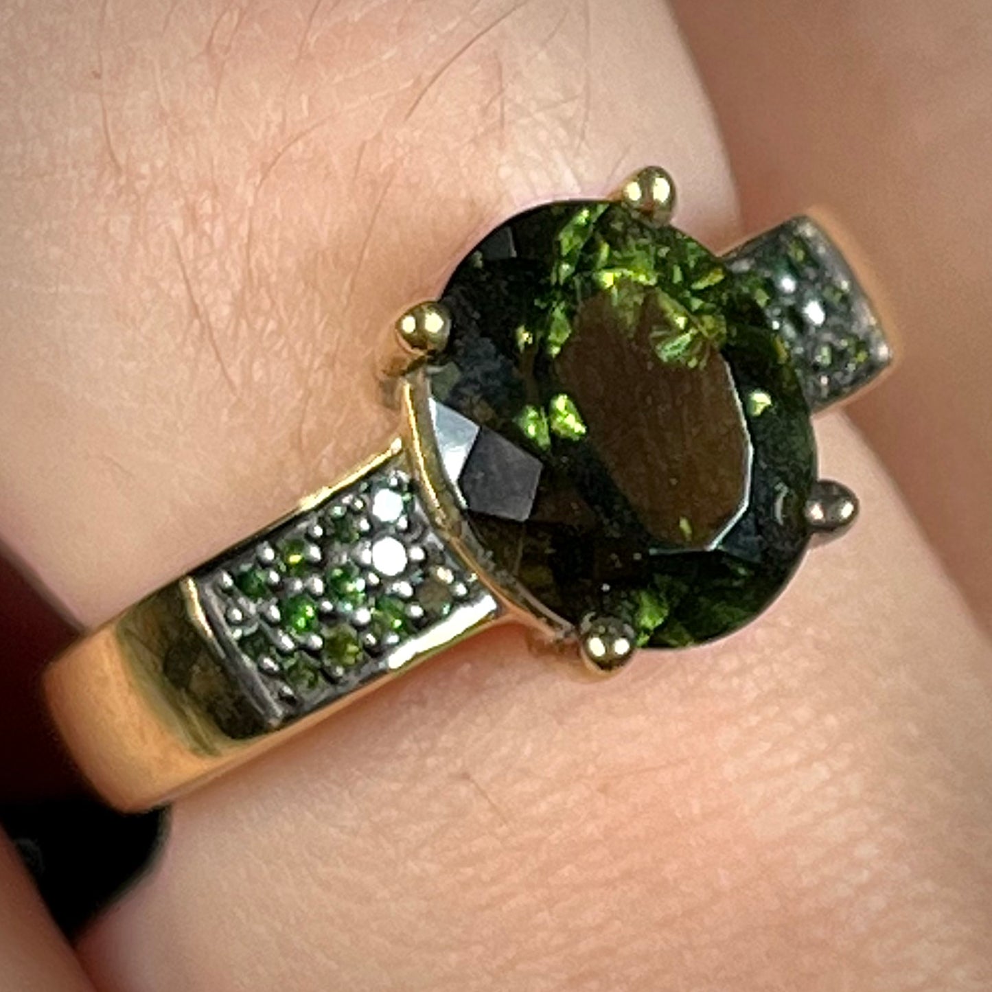 Chrome Diopside and Diamond Ring | Sterling Silver