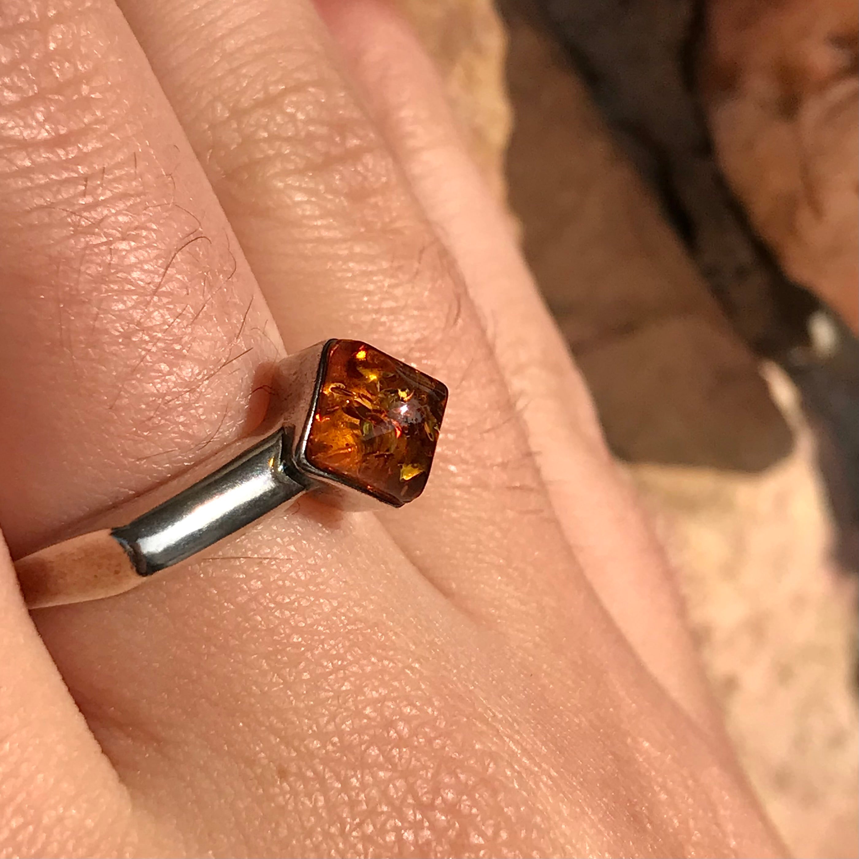 Statement ring , square ring,baltic Amber gemstone, Amber hot ring,unique ring,vintage jewellery, Chunky ring