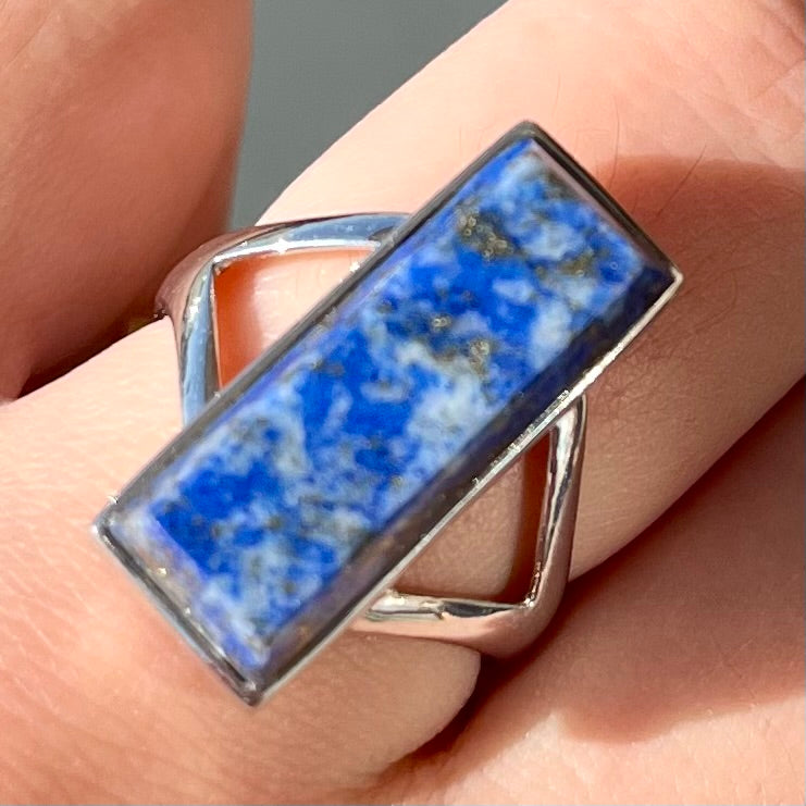 VTG STERLING store SILVER DENIM LAPIS RING # 228