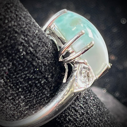 Larimar and White Topaz Ring | Sterling Silver