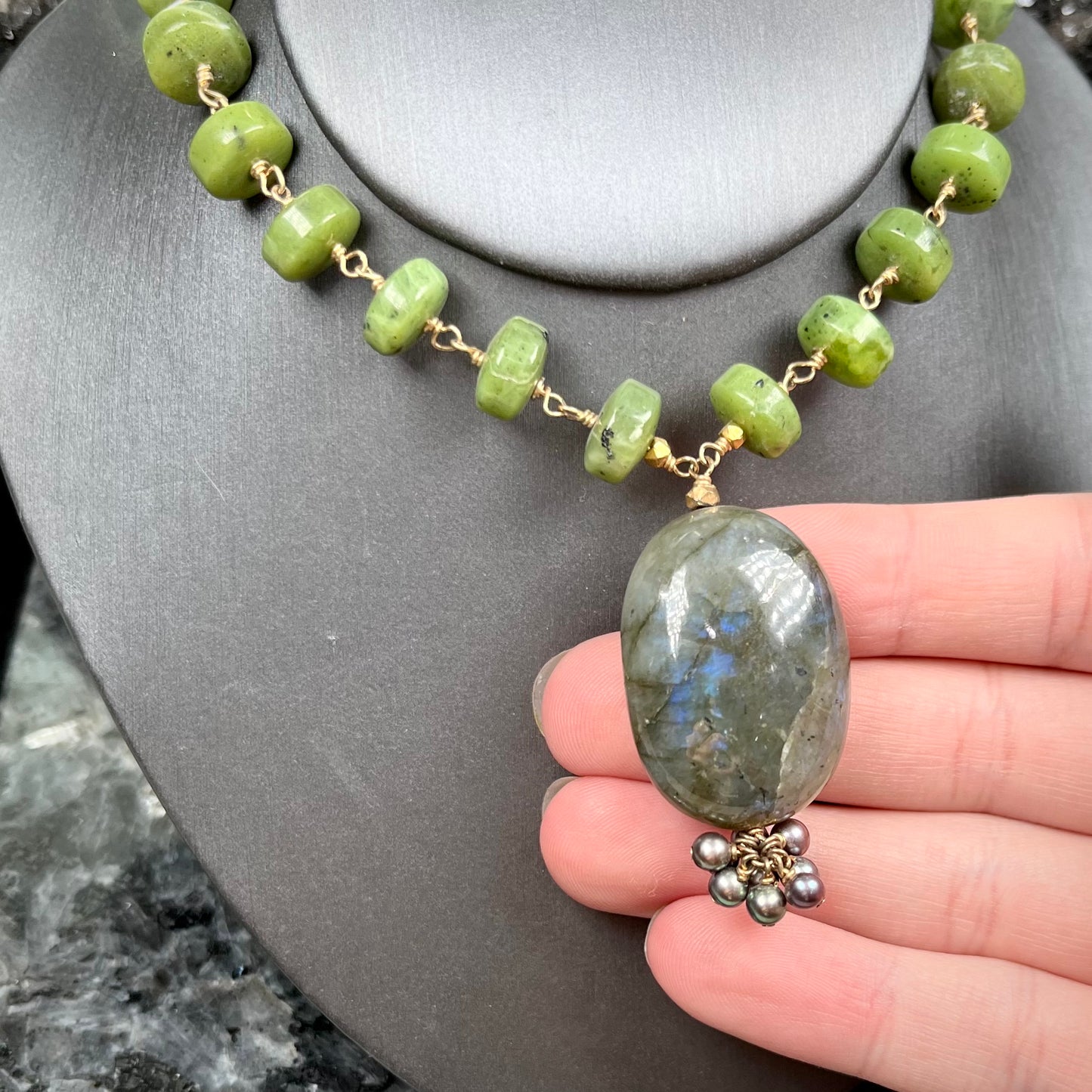 Labradorite and Jade Necklace