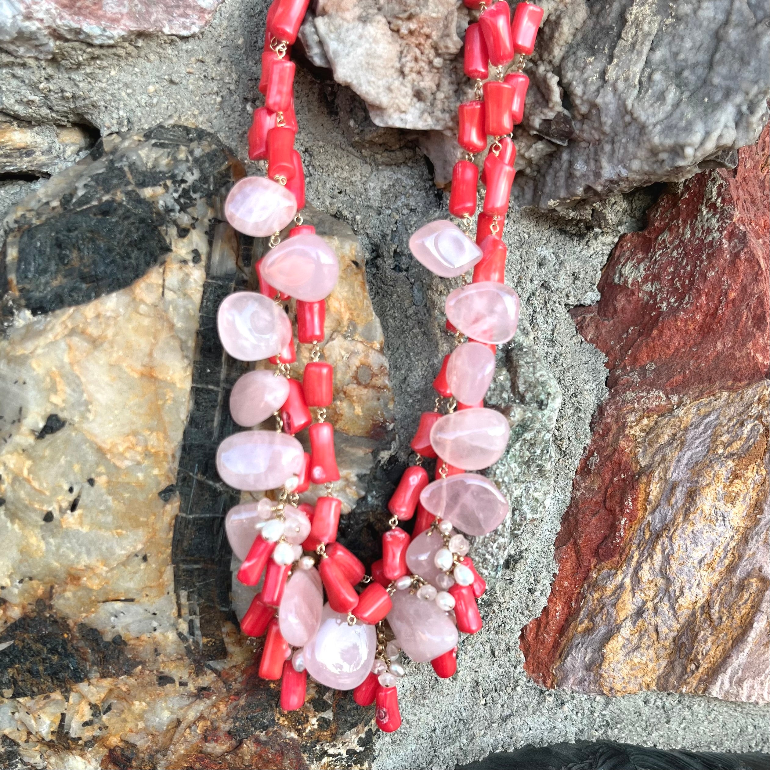 Rose sales coral necklace