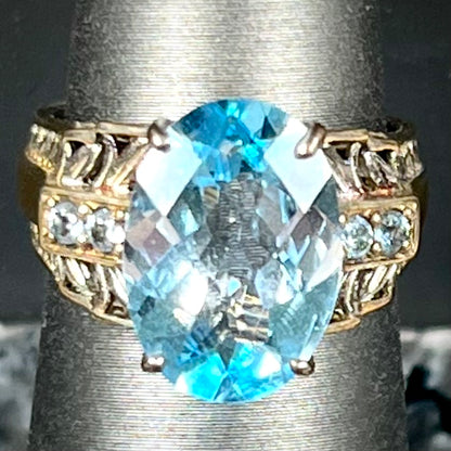 Blue Topaz Euro Shank Ring | Sterling Silver