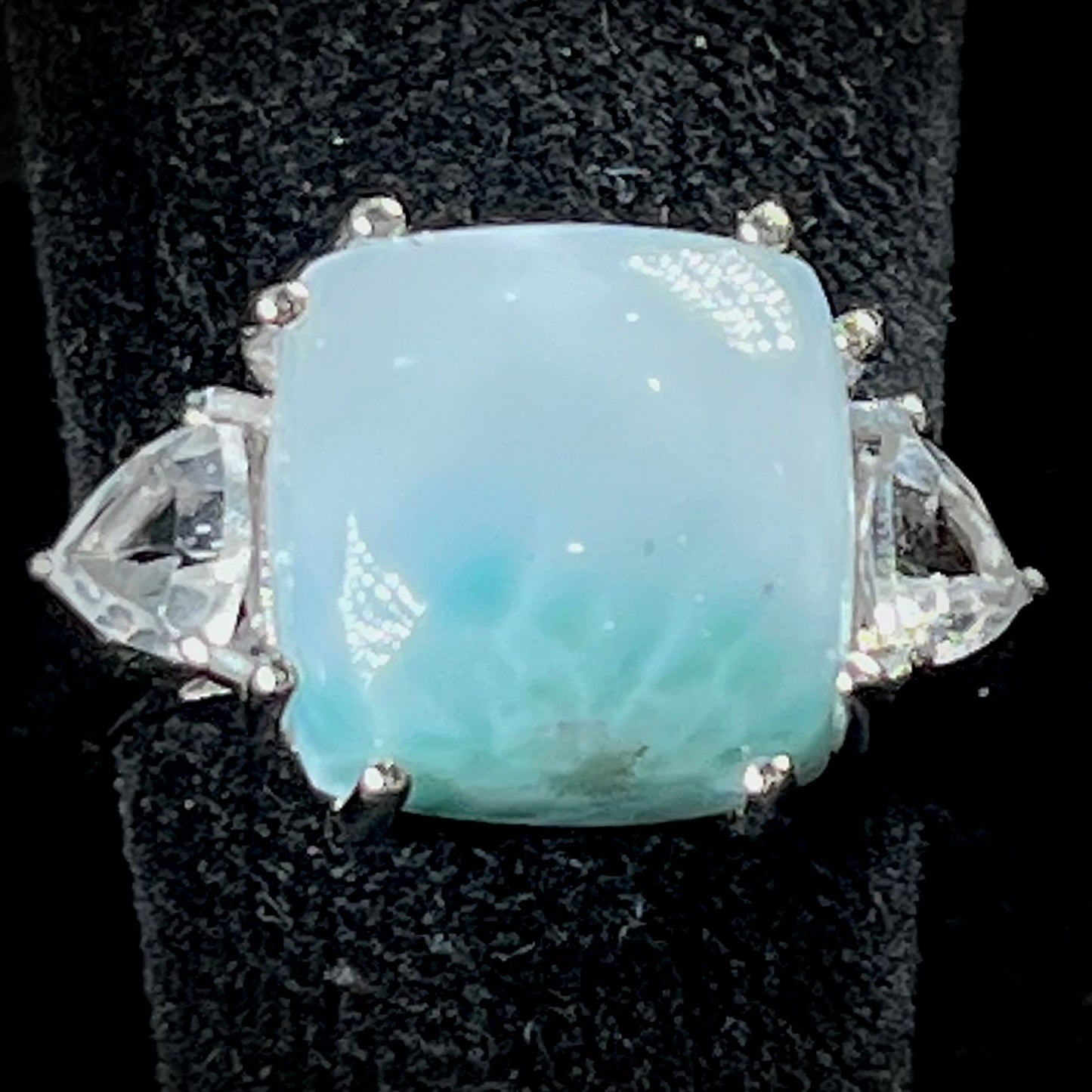 Larimar and White Topaz Ring | Sterling Silver