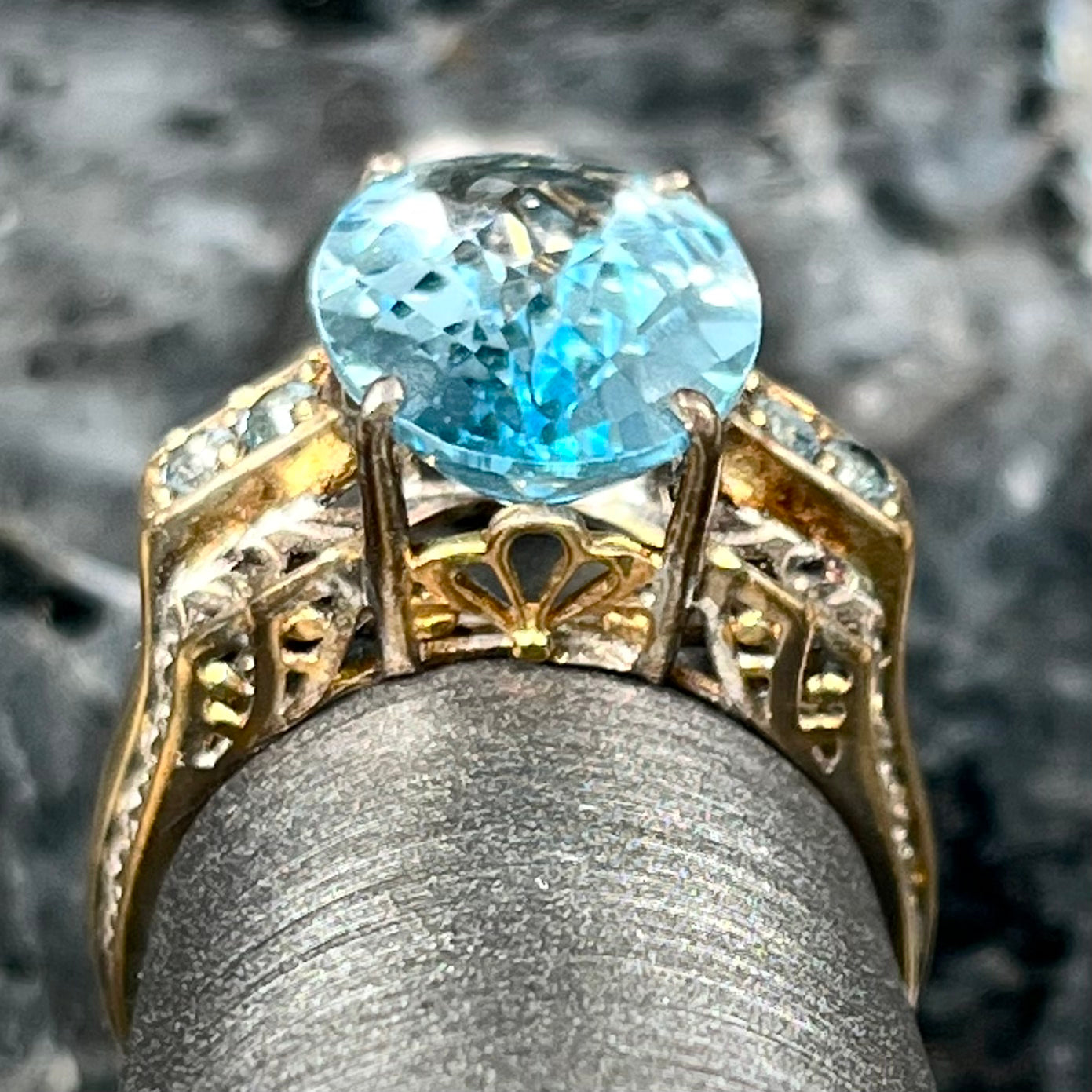 Blue Topaz Euro Shank Ring | Sterling Silver