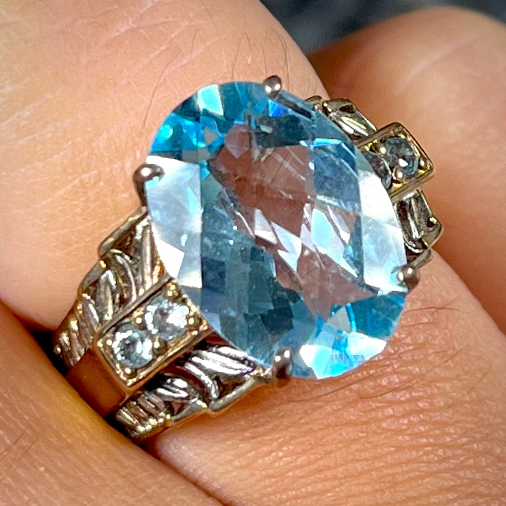 Blue Topaz Euro Shank Ring | Sterling Silver