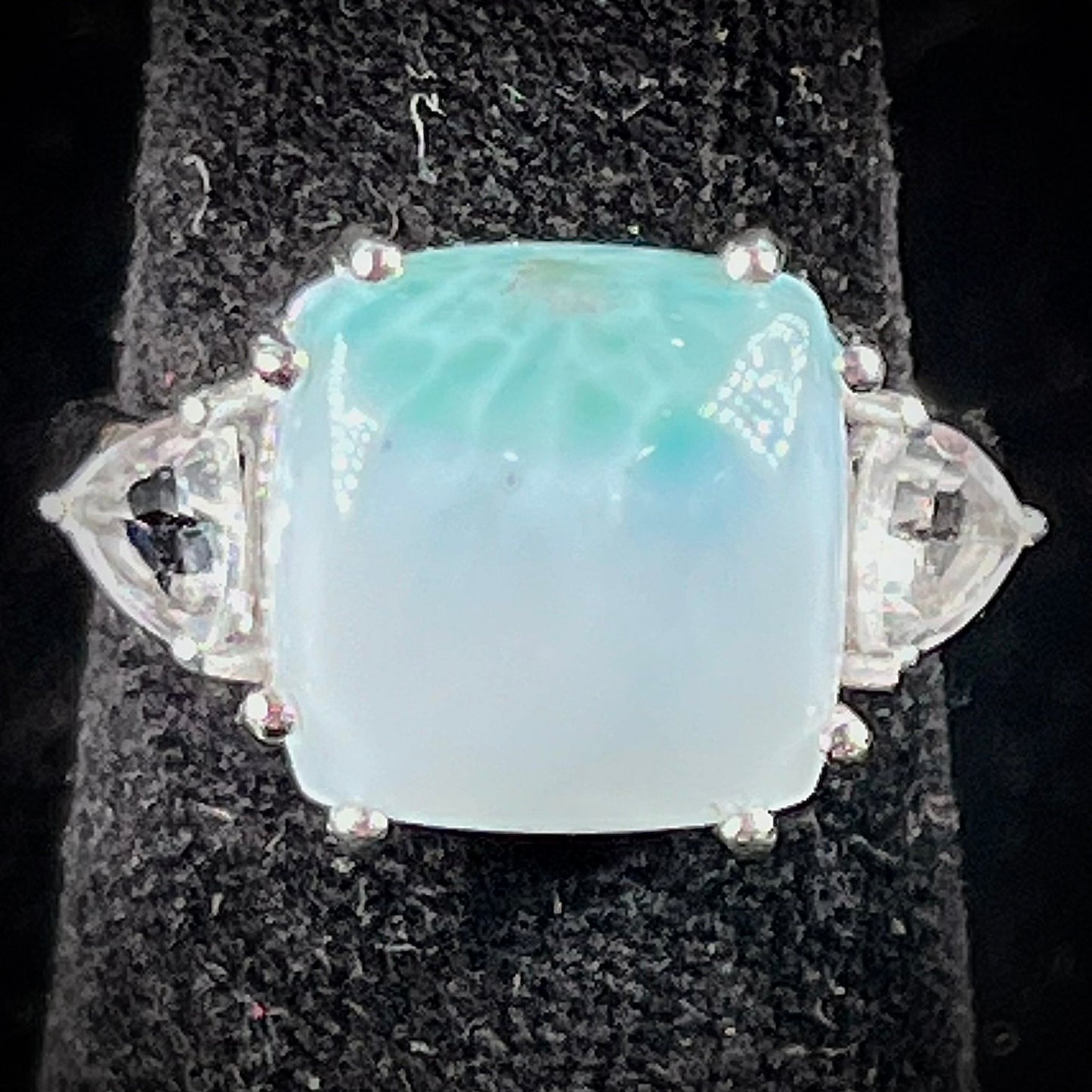 Larimar and White Topaz Ring | Sterling Silver