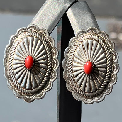 Coral Concho Earrings | Sterling Silver