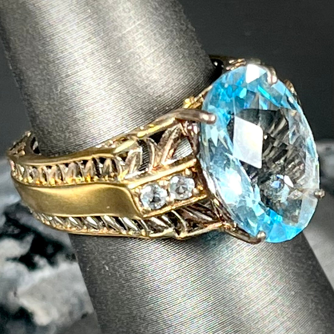 Blue Topaz Euro Shank Ring | Sterling Silver