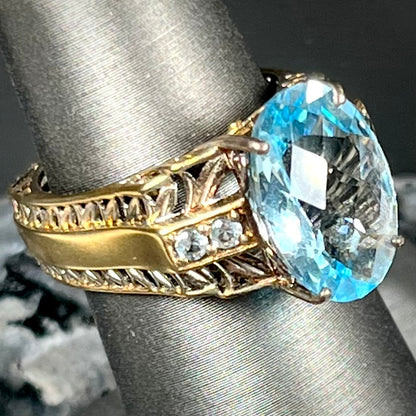 Blue Topaz Euro Shank Ring | Sterling Silver