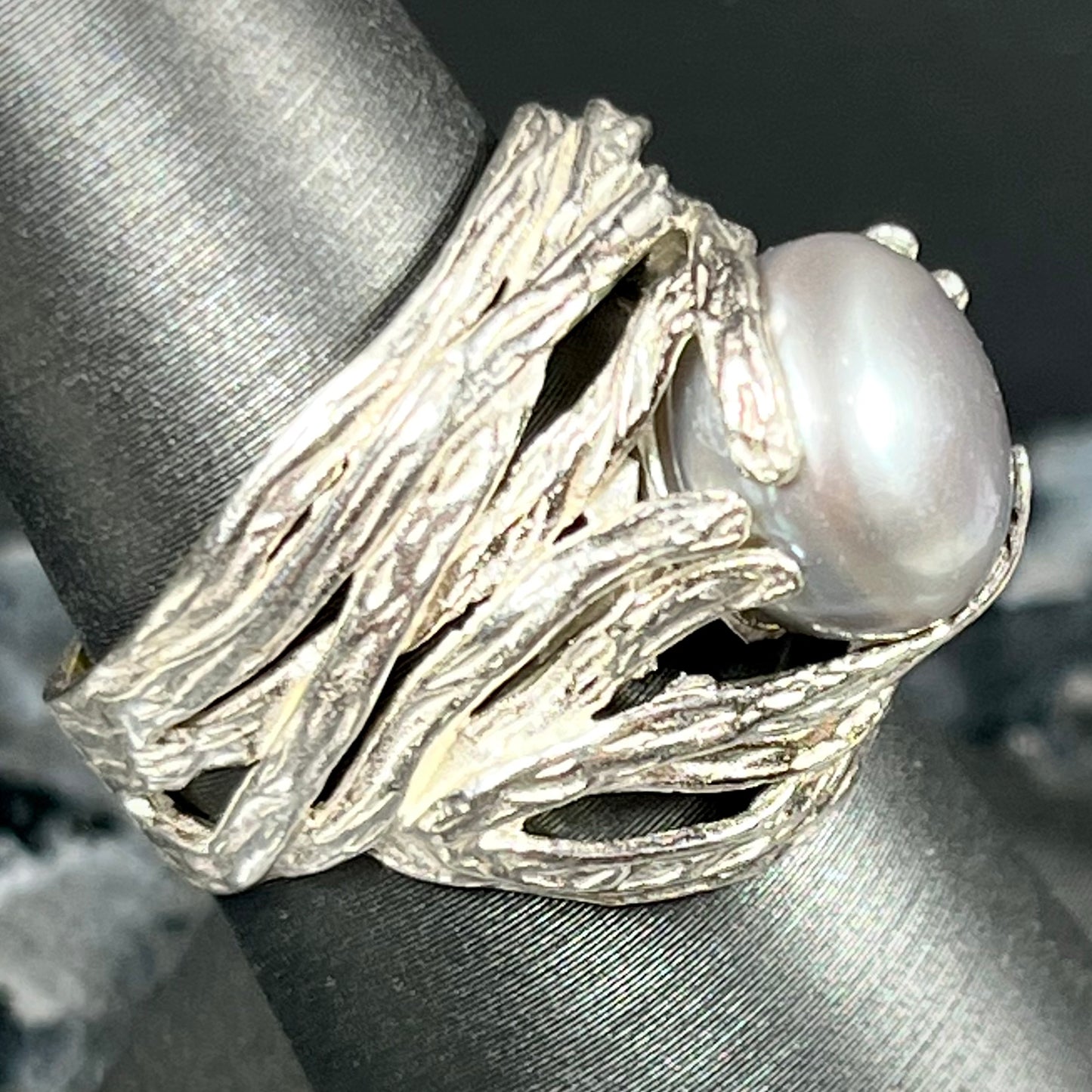 Organic Style Pearl Ring | Sterling Silver