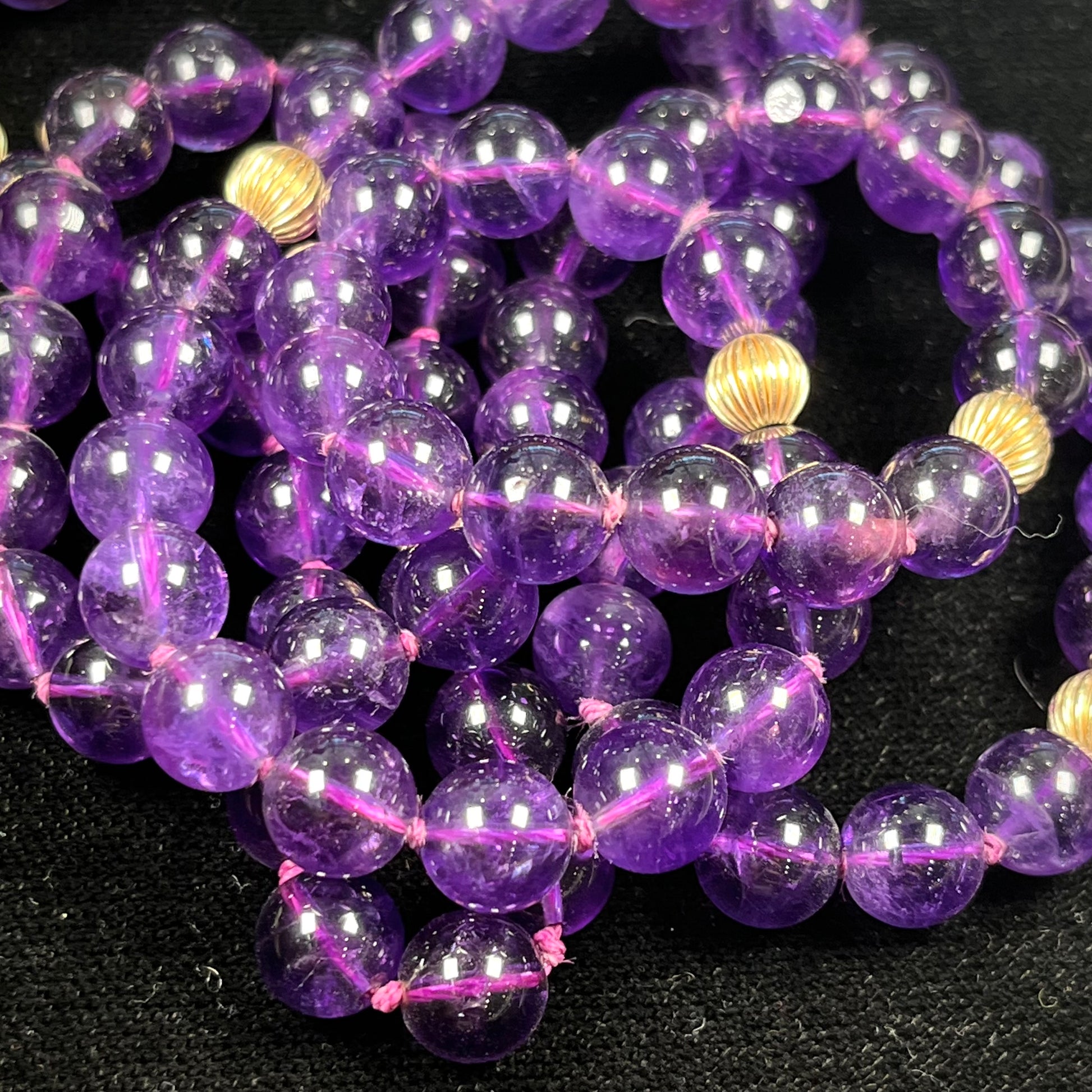 Royal Purple: Faceted Amethyst and 14k Yellow Gold Beaded Necklace