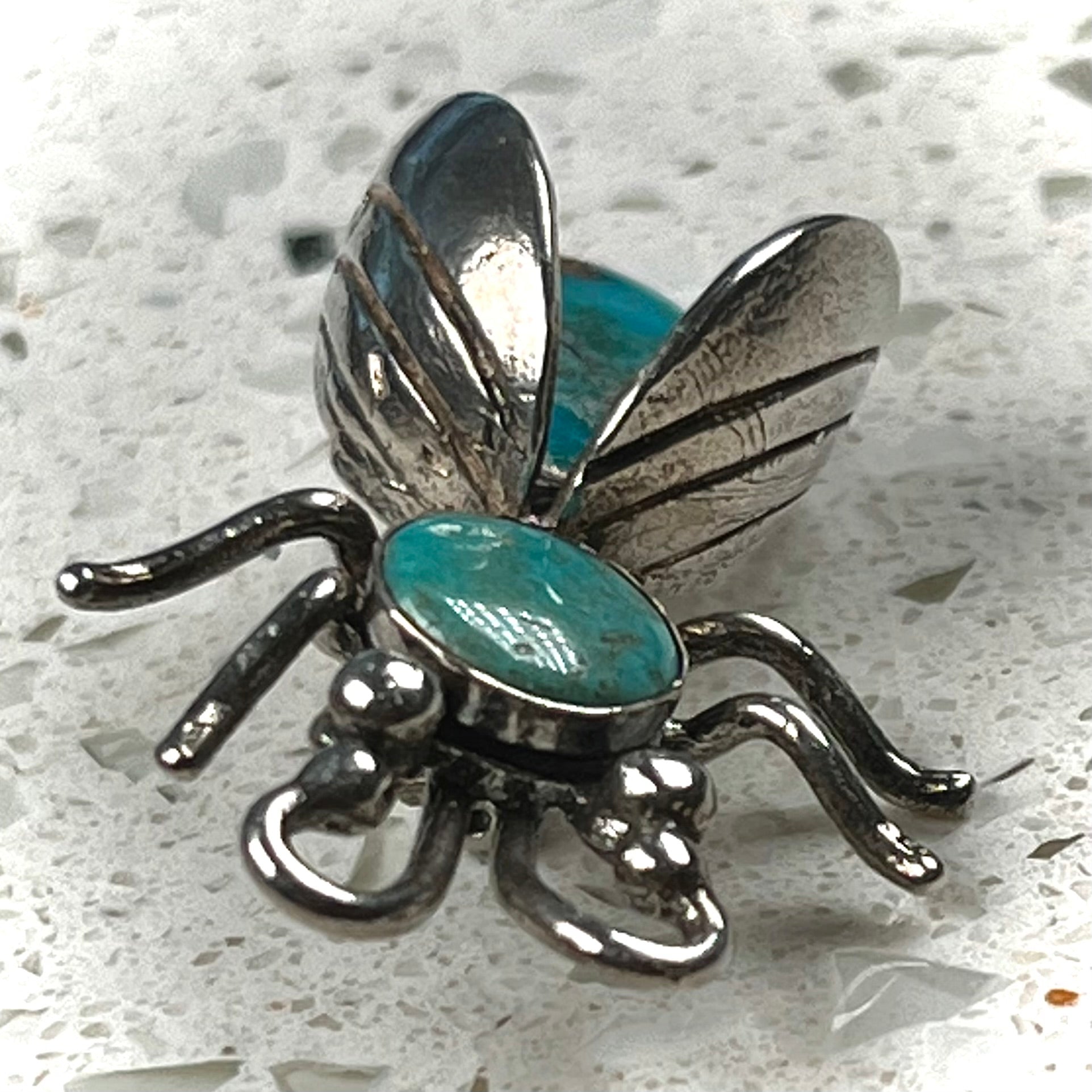 Vintage Navajo Sterling Silver Turquoise Insect Bug deals Brooch Pin