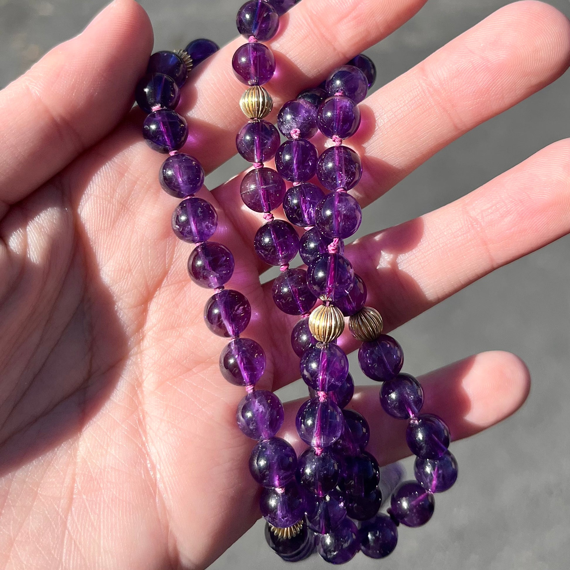 Amethyst & Yellow Gold Bead Strand Necklace – Burton's Gems and Opals