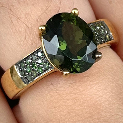 Chrome Diopside and Diamond Ring | Sterling Silver