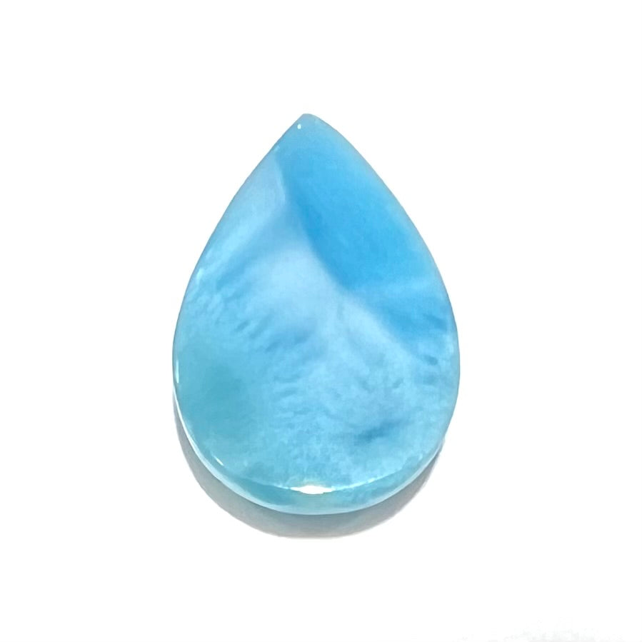 A pear shaped, AAA grade larimar cabochon from Dominican Republic.