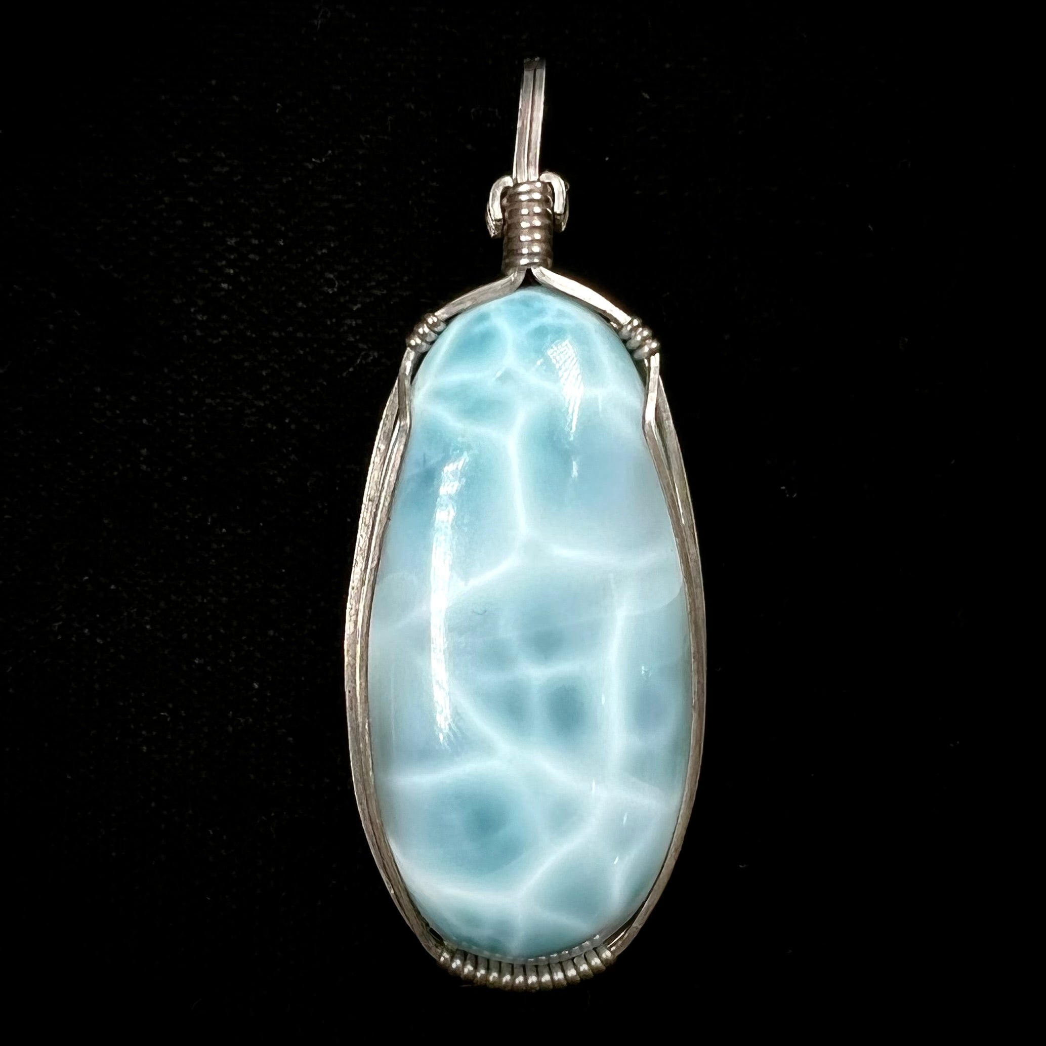 Marahlago store sterling silver blue larimar cabochon chunky square pendant