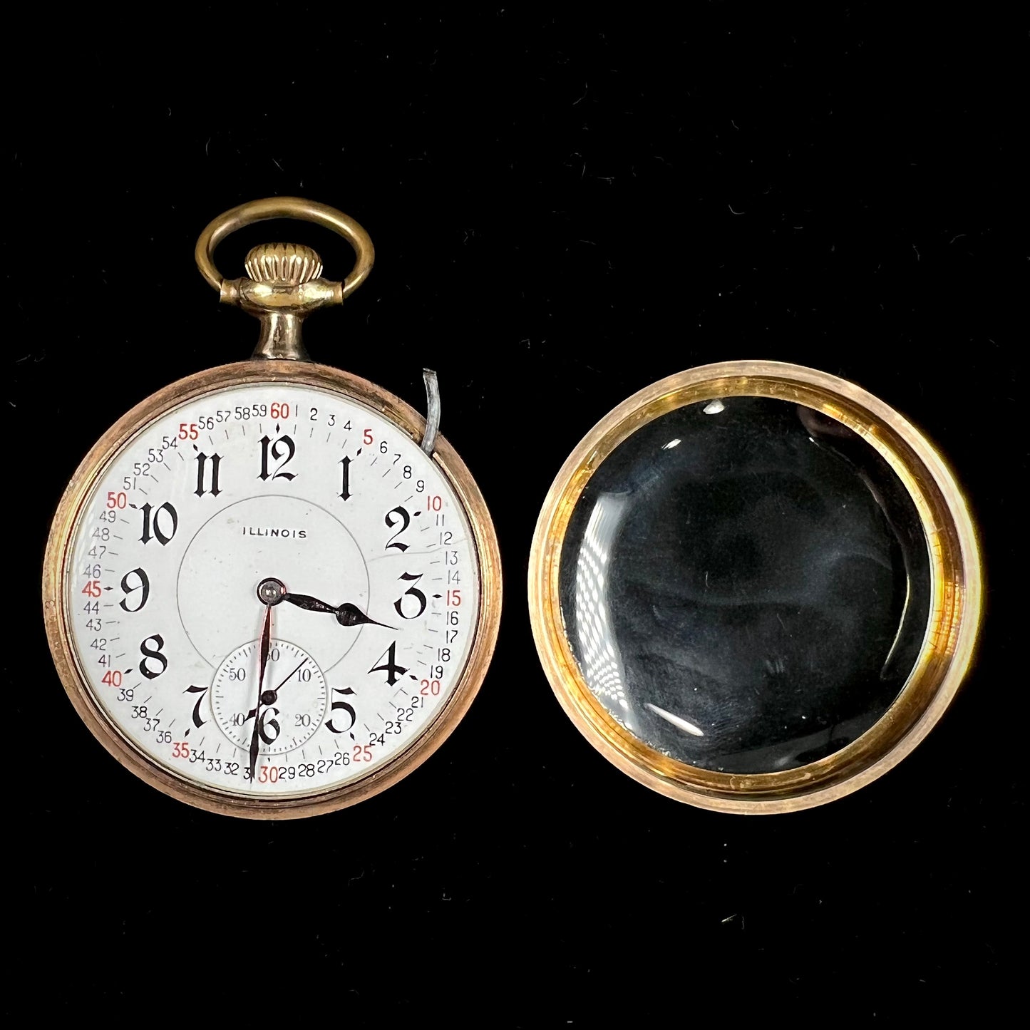 A gold filled, railroad grade pocket watch with an Illinois face and an A. Lincoln movement.