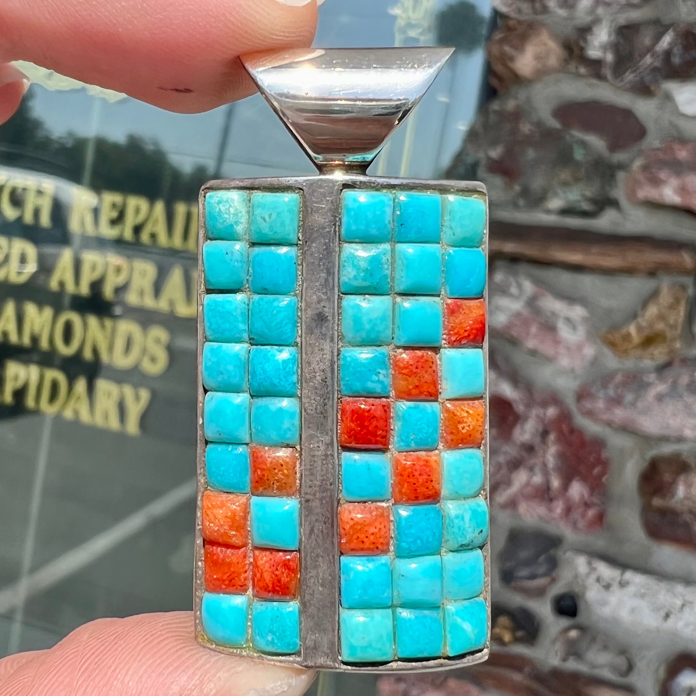 Desert Rose Trading Co. Turquoise & Coral Maize Pendant | Burton's ...