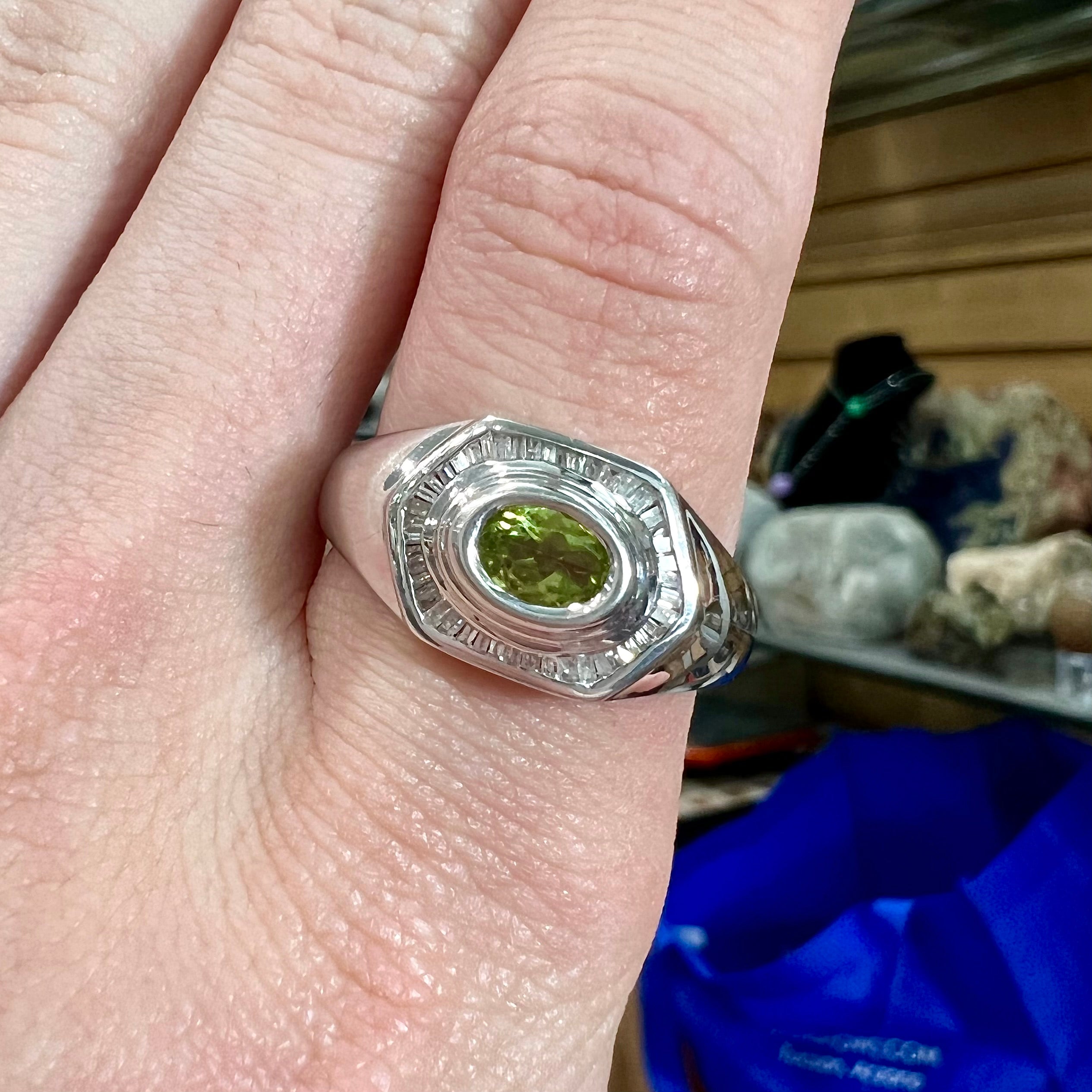 Olive Peridot Statement Signet Ring | Caitlyn Minimalist